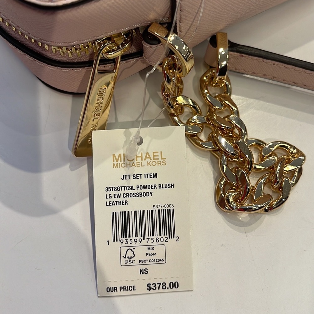 Michael Kors Jet Set Item Large East West Zip Crossbody Leathr Powder Blush/Pink - Picture 10 of 16